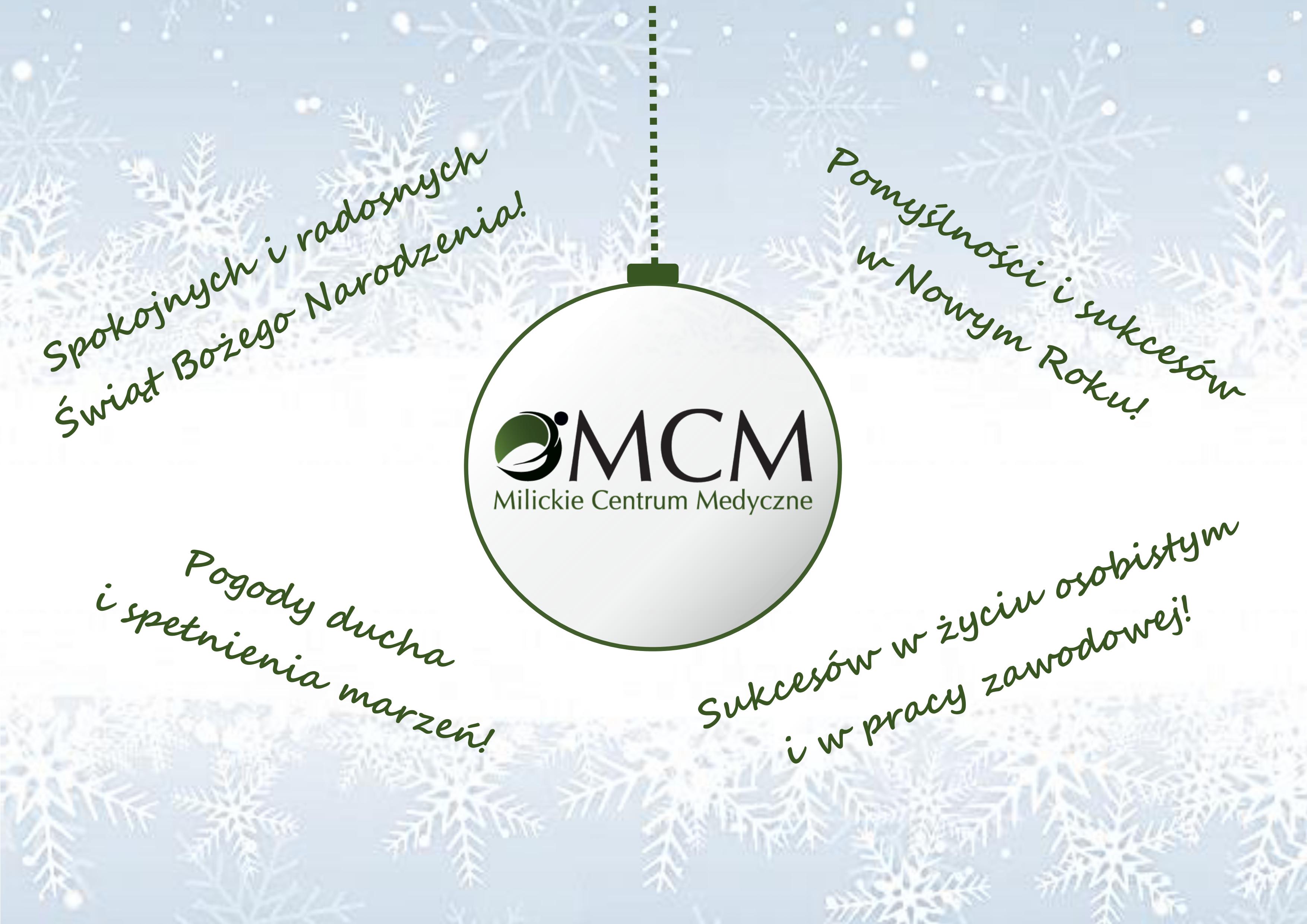 Milickie Centrum Medyczne życzy Wesołych Świąt Bożego Narodzenia i Szczęśliwego Nowego Roku!
